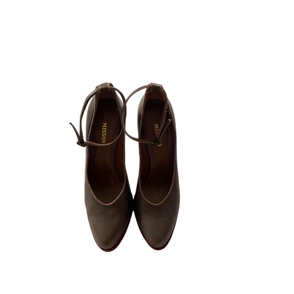 Missoni Leather Ankle Strap Pumps Brown Size 38 Stealth Wealth Boho Glam Classic - Picture 5 of 13